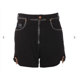 Versace black denim buckle Jean shorts